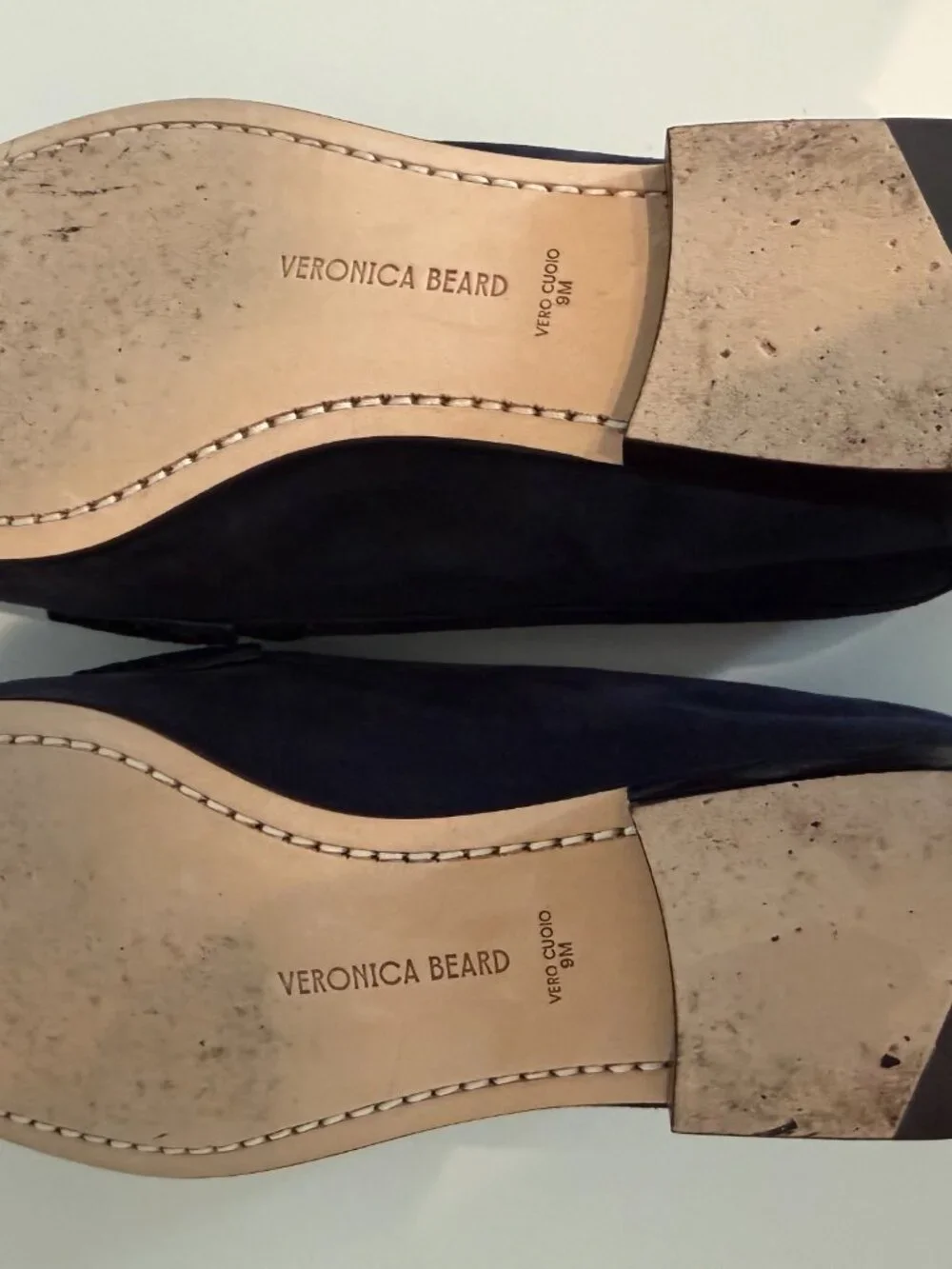 Veronica Beard Suede, Gold Coin Penny Loafers in Eclipse (Navy)